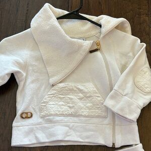 White Quilted Jacket with Gold Accent
